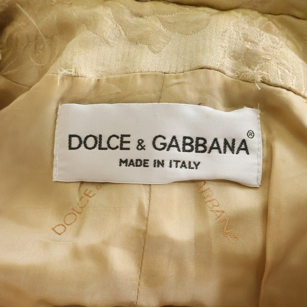 DOLCE & GABBANA(ドルチェアンドガッバーナ) ジャガード総柄 ダブルブレスト 中綿 ハーフスリーブ コート ベージュ