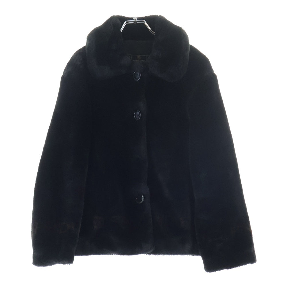 FENDI(フェンディ) ロゴライン エコファー ジャケット31.534519 ブラック レディース