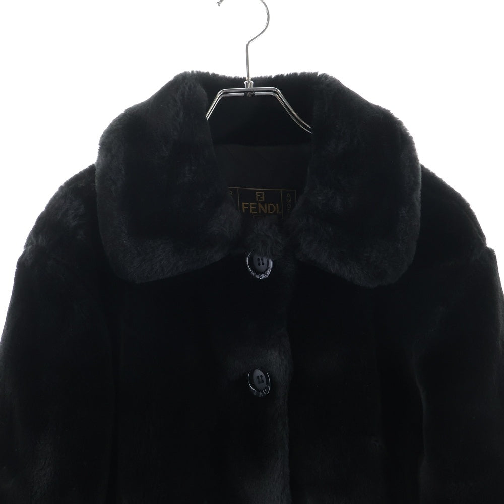 FENDI(フェンディ) ロゴライン エコファー ジャケット31.534519 ブラック レディース