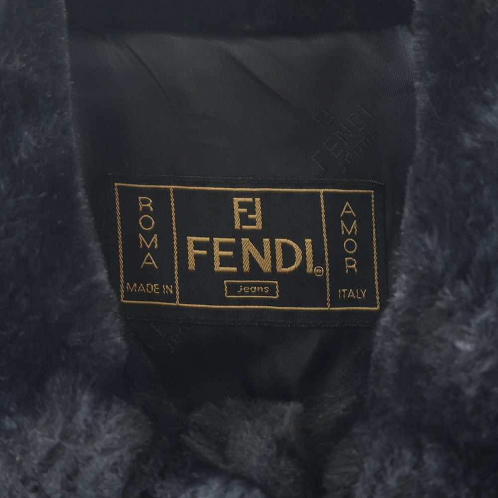 FENDI(フェンディ) ロゴライン エコファー ジャケット31.534519 ブラック レディース