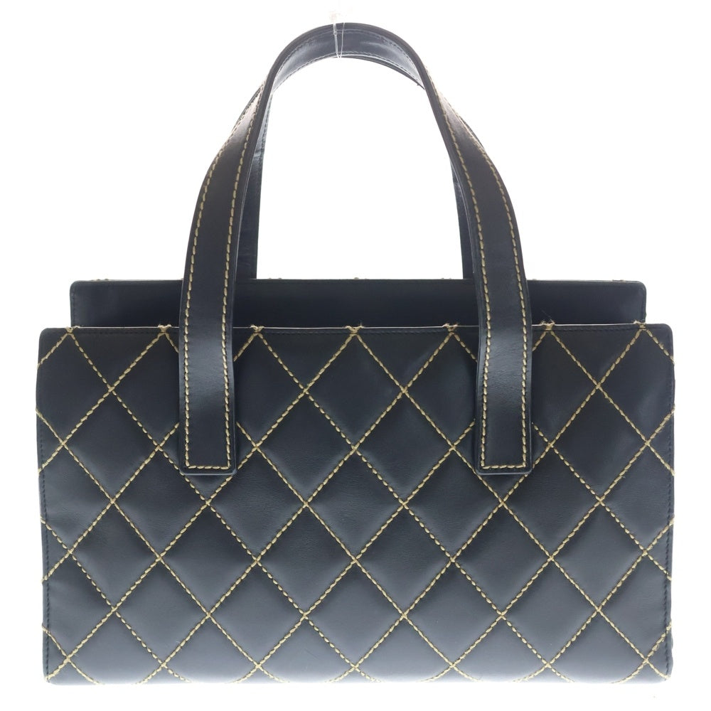 CHANEL(シャネル) ワイルドステッチ ココマーク トートバッグ ハンドバッグ ブラック ラムスキン ゴールド金具 レディース