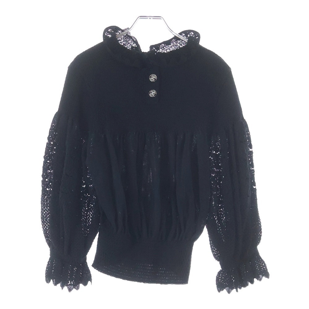 CHANEL(シャネル) ココマークボタン フリル ブラウス ブラック レディース P64322K60226
