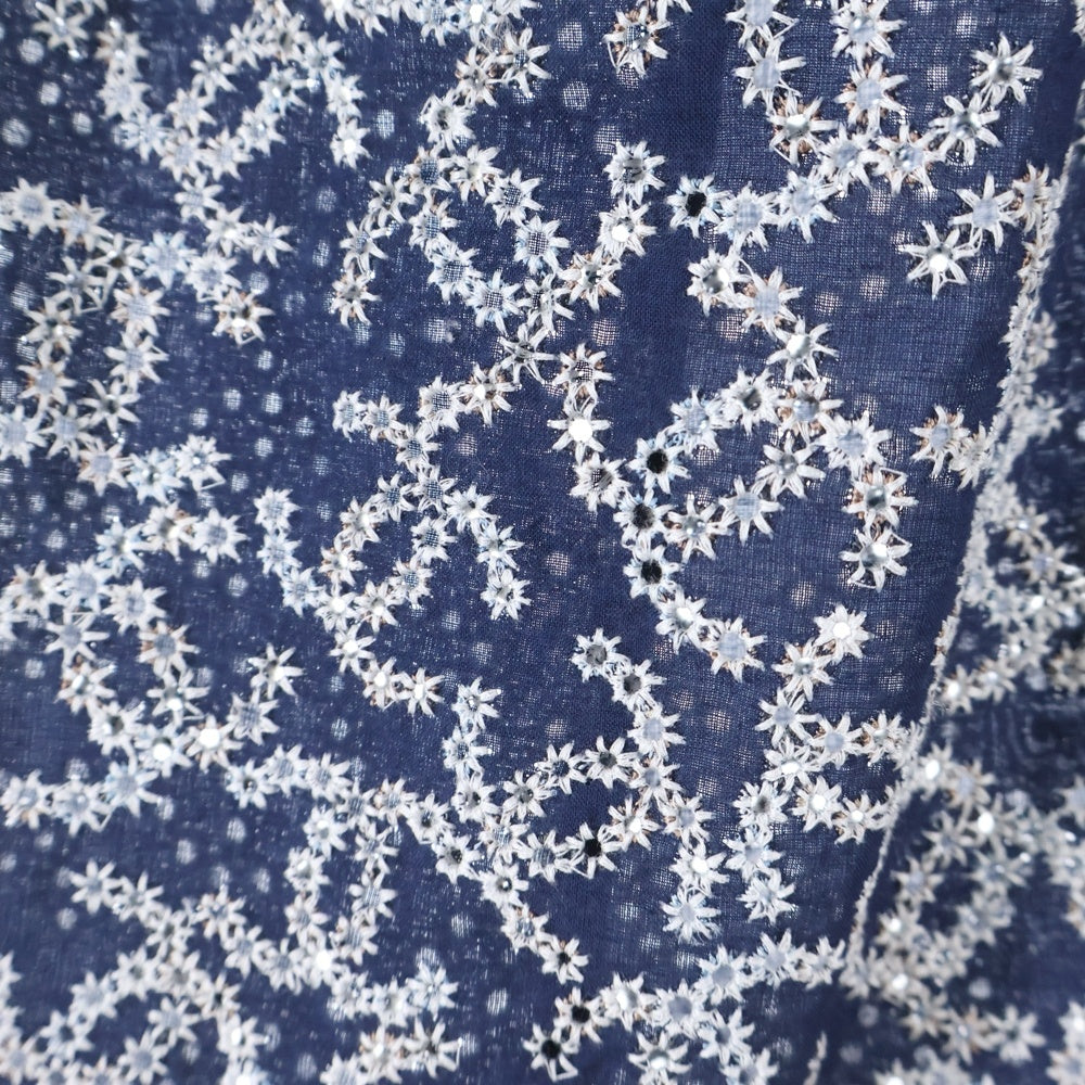 CHANEL(シャネル) ココマーク刺繍 総柄 フレアスカート ネイビー/ホワイト レディース P60842V46163