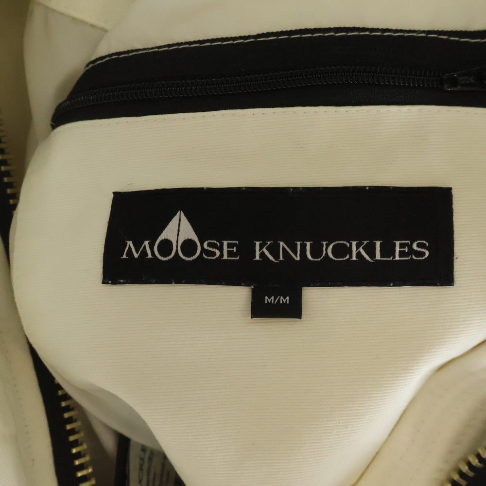 MOOSE KNUCKLES(ムースナックルズ) ロゴプレート ファー フーデッド ダウンジャケット ホワイト レディース