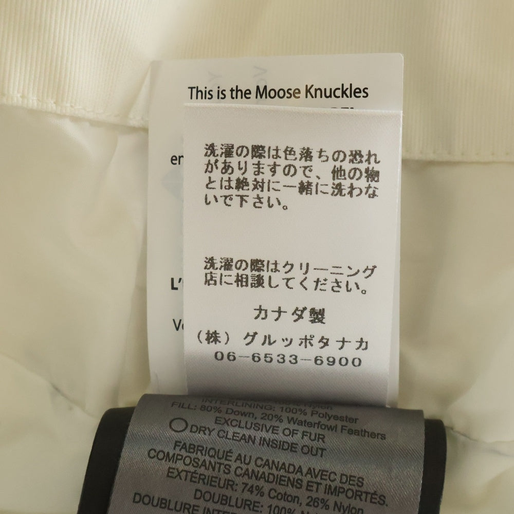 MOOSE KNUCKLES(ムースナックルズ) ロゴプレート ファー フーデッド ダウンジャケット ホワイト レディース