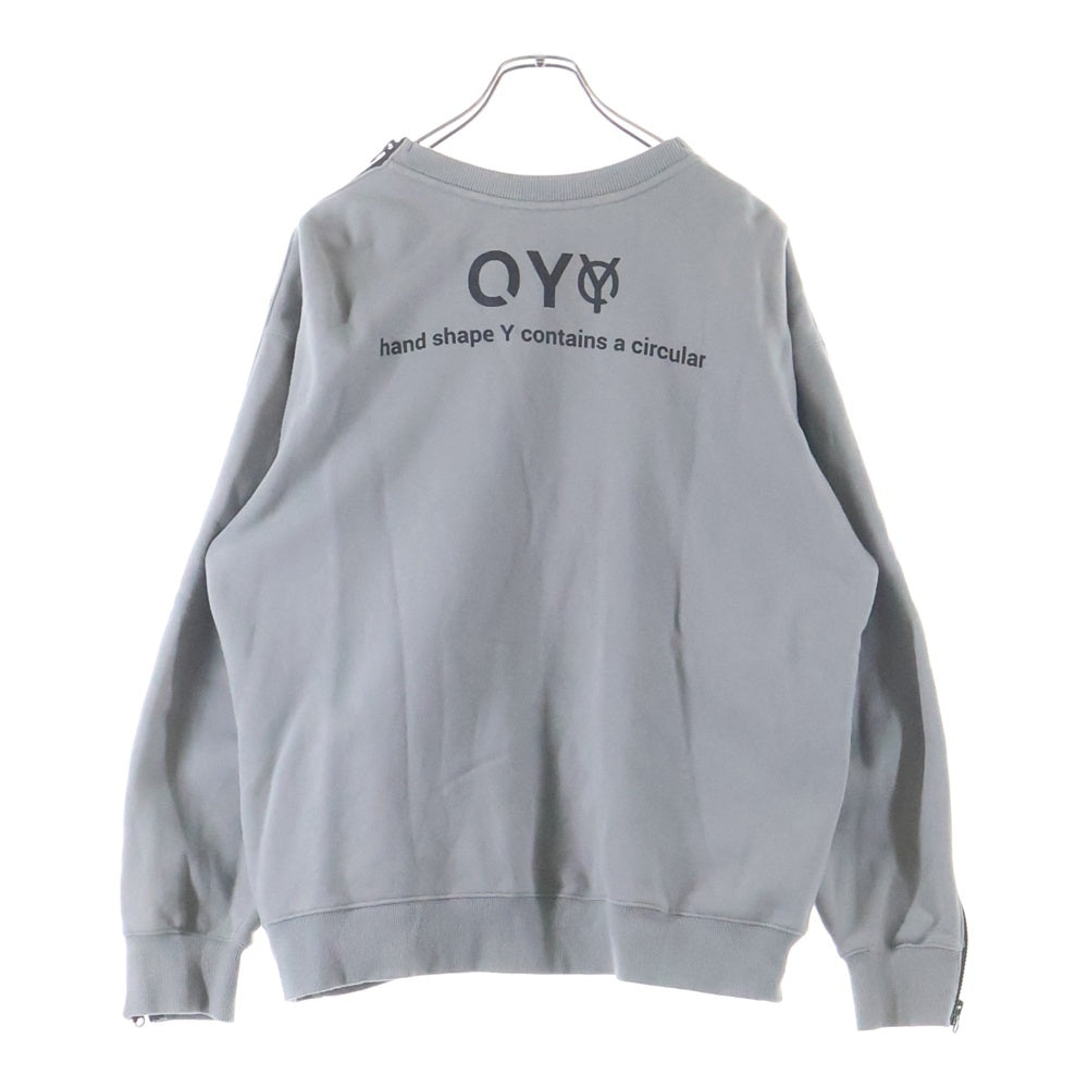 OY(オーワイ) ロゴプリント サイドジップ プルオーバー スウェット トレーナー グレー