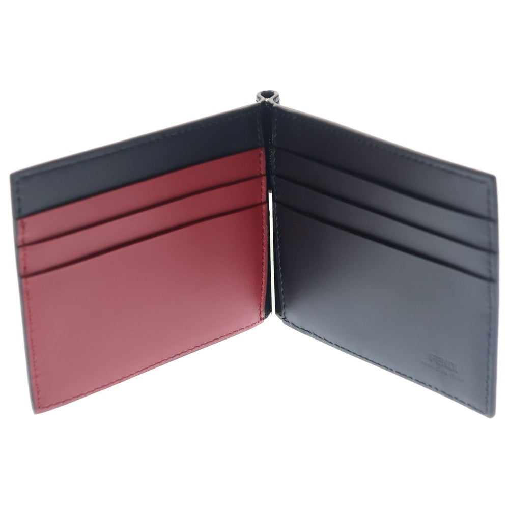 FENDI(フェンディ) シャドー マネークリップ 財布 カードケース ウォレット ブラック レザー 7M0281 シルバー金具