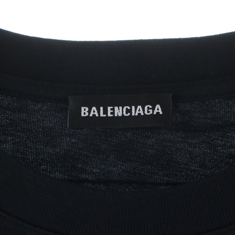 BALENCIAGA(バレンシアガ) バックロゴ プリント Tシャツ 半袖カットソー ブラック 496053