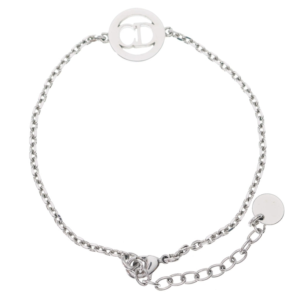 Christian Dior(クリスチャンディオール) ロゴ ラインストーン ブレスレット チェーン シルバー レディース