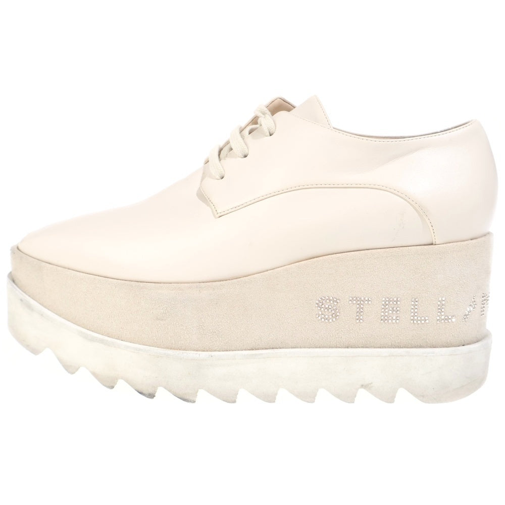 STELLA McCARTNEY(ステラマッカートニー) ロゴラインストーン エリス プラットフォームシューズ ホワイトベージュ レザー 35 1/2 レディース
