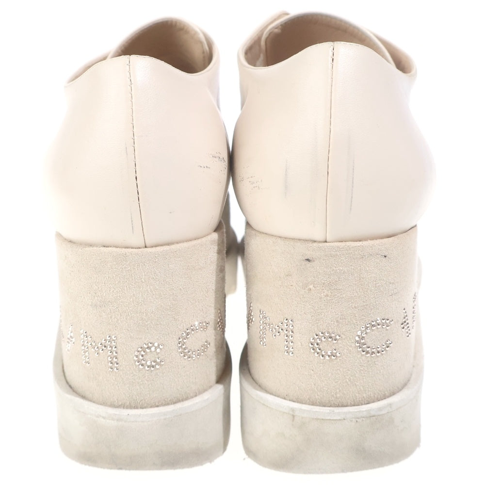 STELLA McCARTNEY(ステラマッカートニー) ロゴラインストーン エリス プラットフォームシューズ ホワイトベージュ レザー 35 1/2 レディース
