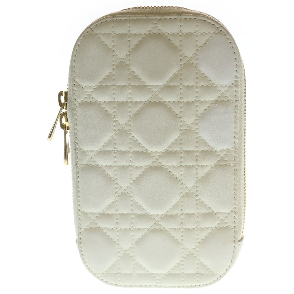 Christian Dior(クリスチャンディオール) フォンショルダー チェーンバッグ ミニバッグ ホワイト レザー ゴールド金具 レディース