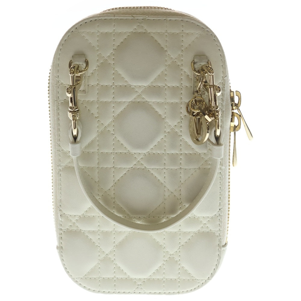 Christian Dior(クリスチャンディオール) フォンショルダー チェーンバッグ ミニバッグ ホワイト レザー ゴールド金具 レディース