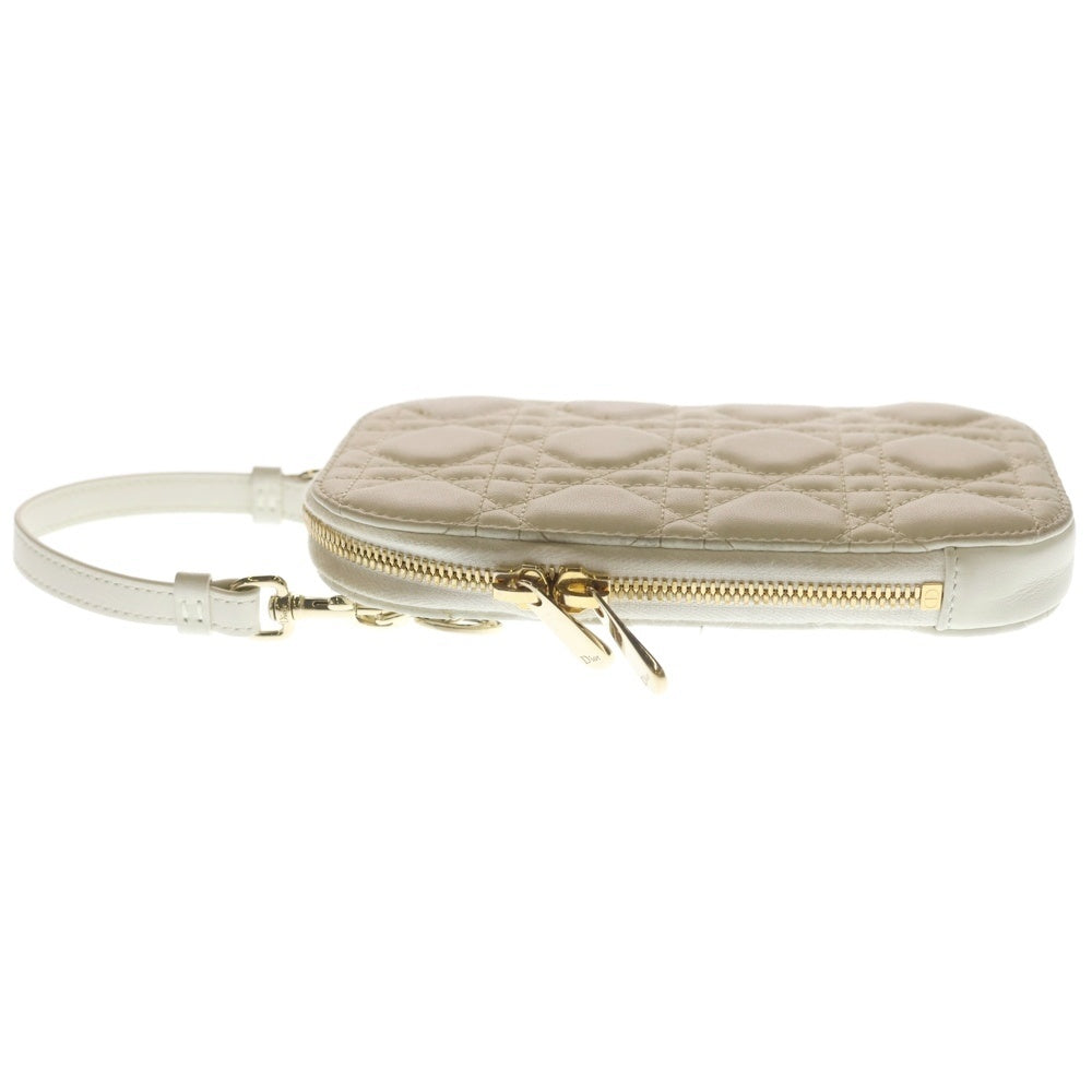 Christian Dior(クリスチャンディオール) フォンショルダー チェーンバッグ ミニバッグ ホワイト レザー ゴールド金具 レディース