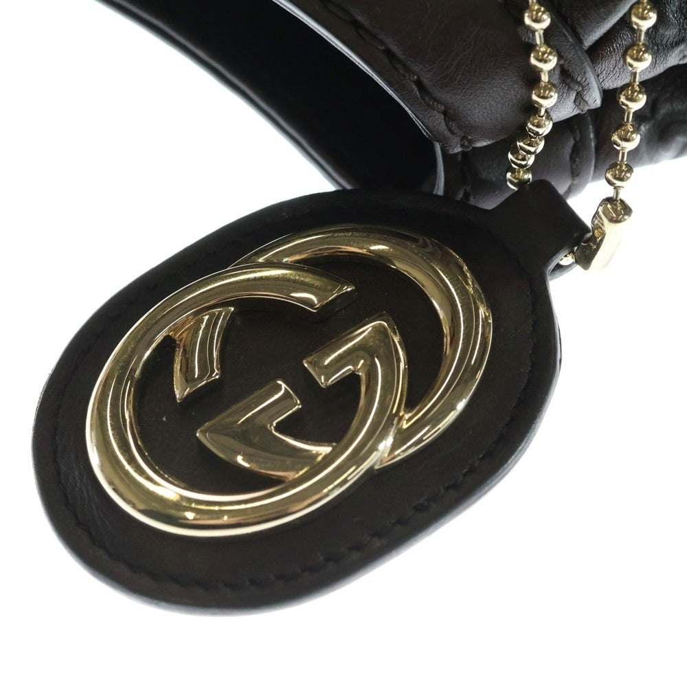 GUCCI(グッチ) グッチシマ ハンドバッグ 肩掛けバッグ ダークブラウン レザー 211944 ゴールド金具 レディース