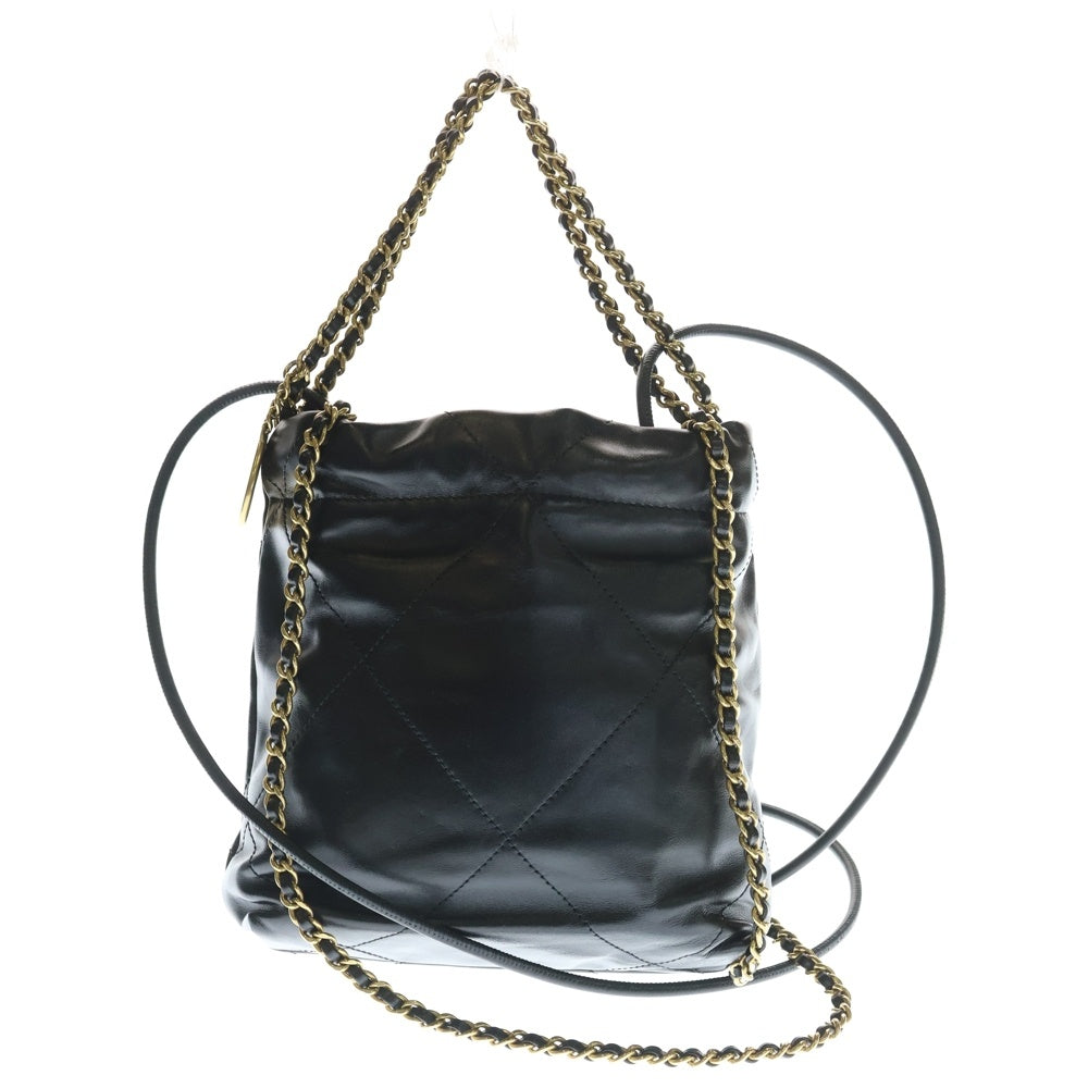 CHANEL(シャネル) シャネル22 ミニ ココマーク シャイニーカーフスキン レザーチェーンショルダーバッグ ブラック GD金具 AS3980 レディース