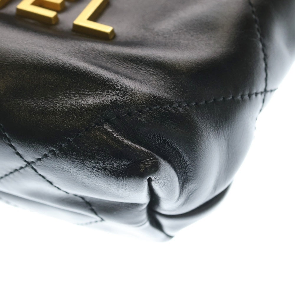 CHANEL(シャネル) シャネル22 ミニ ココマーク シャイニーカーフスキン レザーチェーンショルダーバッグ ブラック GD金具 AS3980 レディース