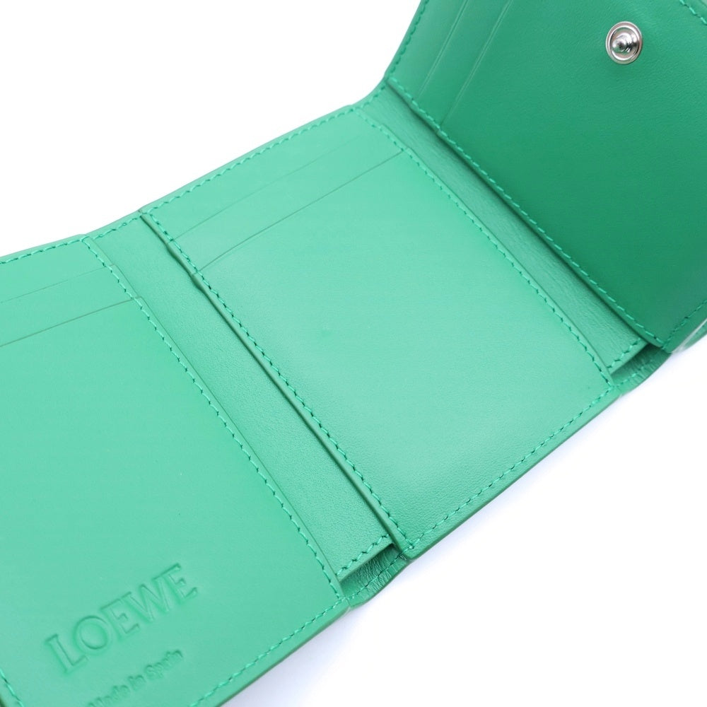 LOEWE(ロエベ) アナグラム トライフォールドウォレット グリーン レザー