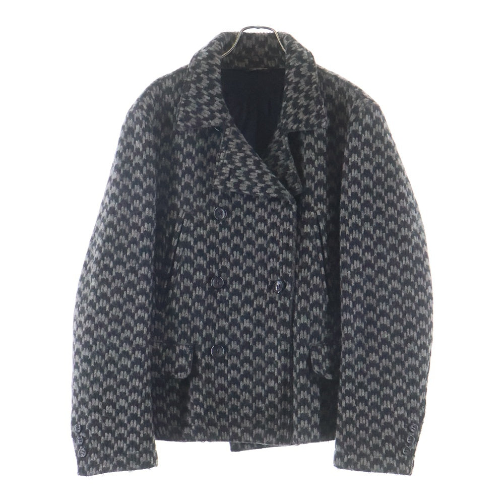 DOLCE & GABBANA(ドルチェアンドガッバーナ) ウールニット ダブルブレスト Pコート ジャケット グレー
