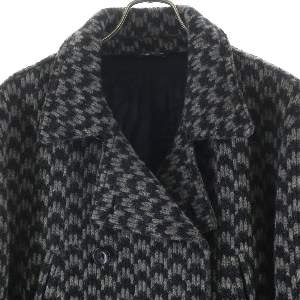 DOLCE & GABBANA(ドルチェアンドガッバーナ) ウールニット ダブルブレスト Pコート ジャケット グレー