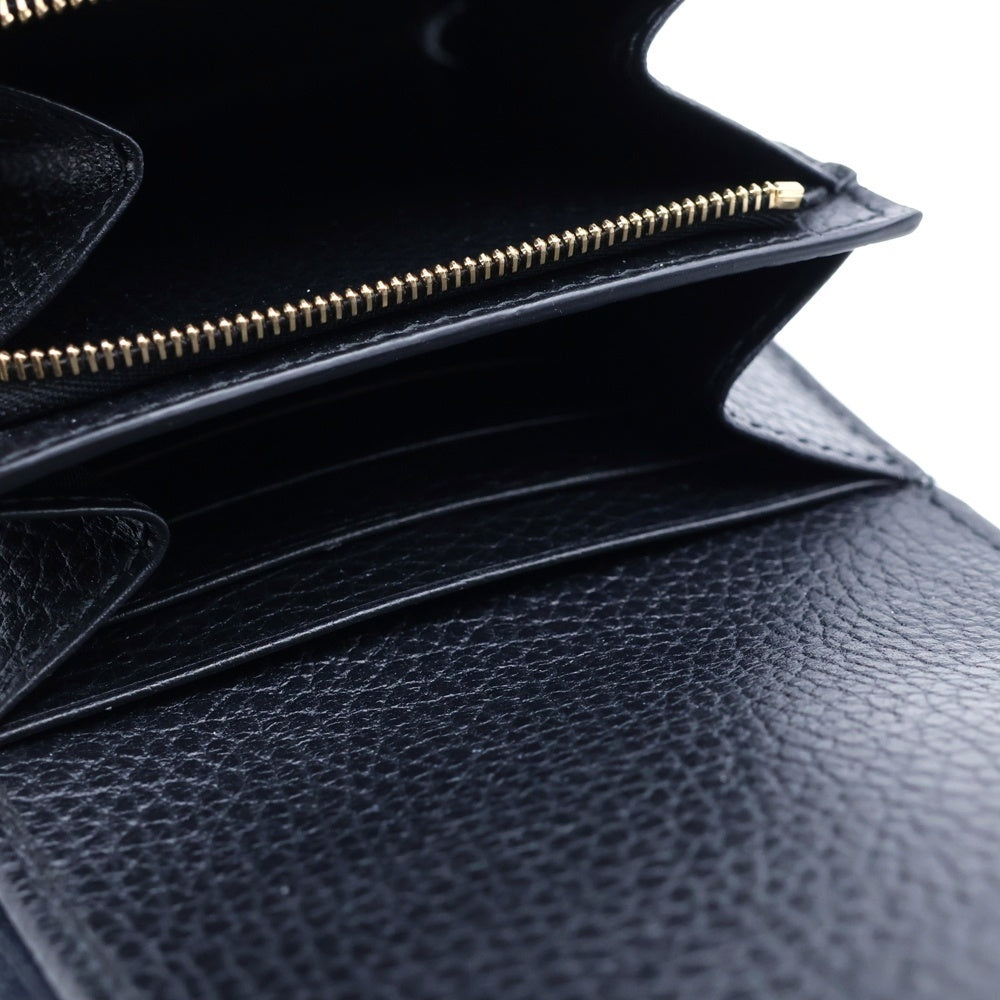 GUCCI(グッチ) GGマーモント GGスプリーム PVC レザー コンパクトウォレット 三つ折り 財布 ブラック/ベージュ 598587 レディース