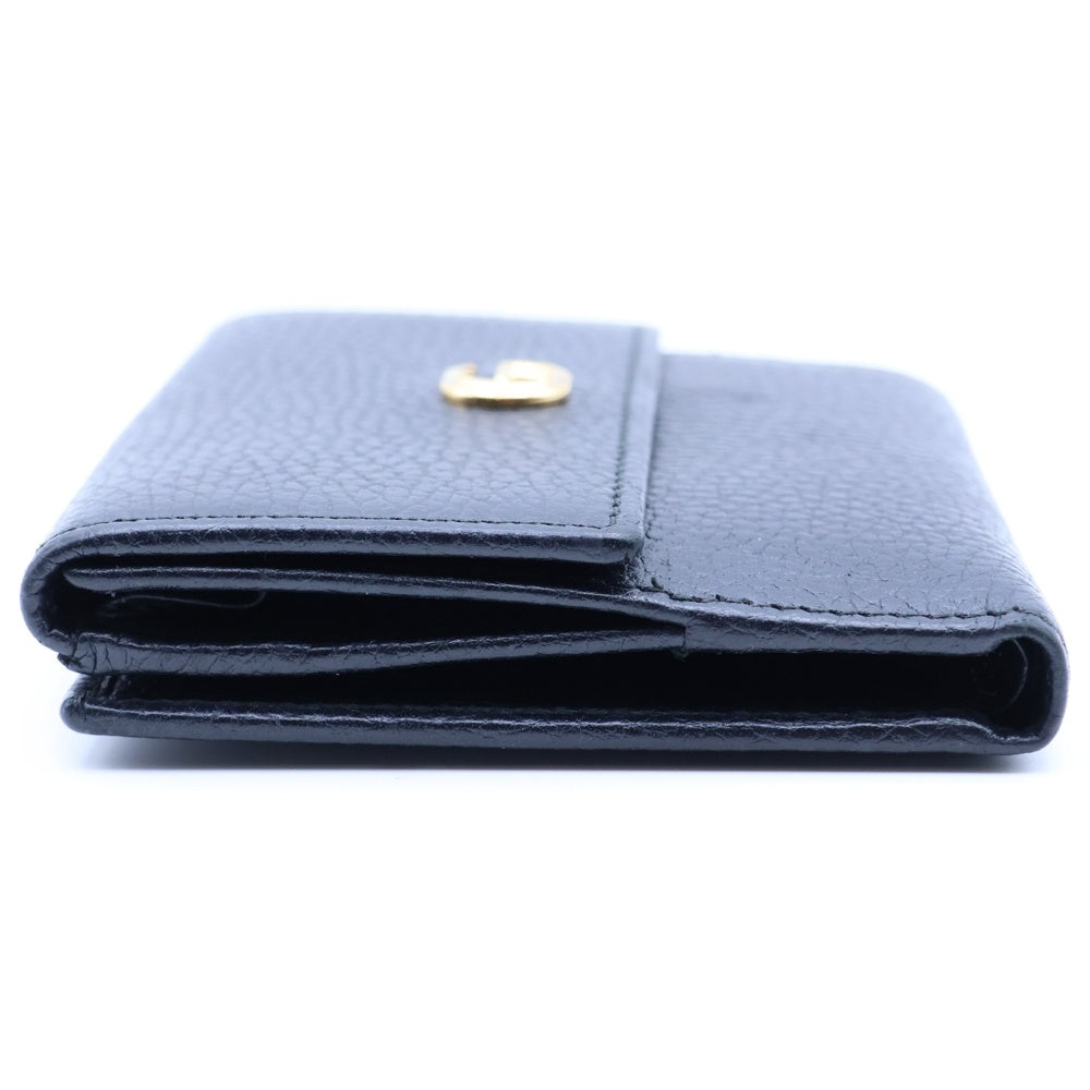 GUCCI(グッチ) GGマーモント レザー コンパクトウォレット 二つ折り財布 ブラック 456122 レディース