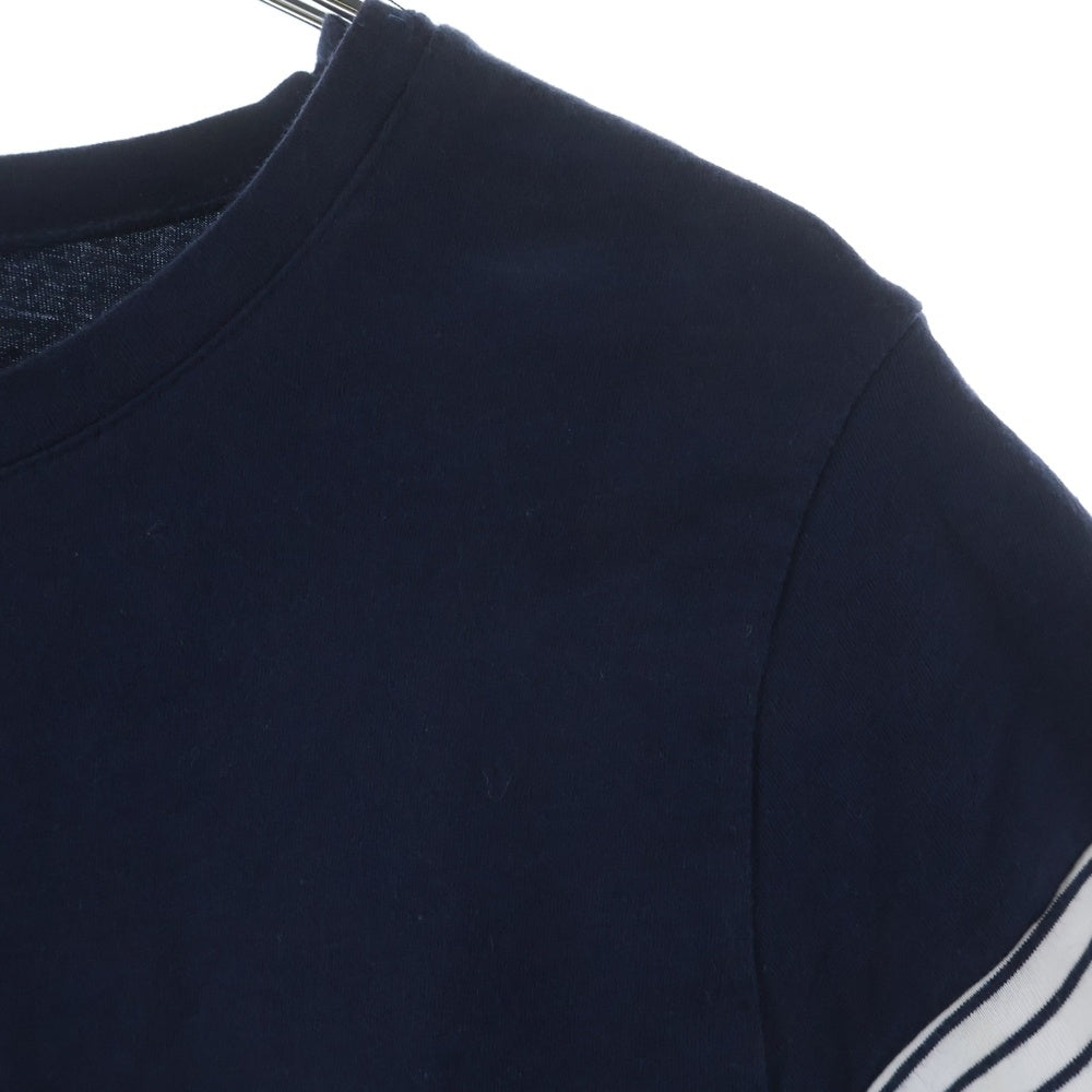 BALMAIN(バルマン) ■ショルダーボタン ボーダー半袖Tシャツ ネイビー コットン #S S4HJ652C490