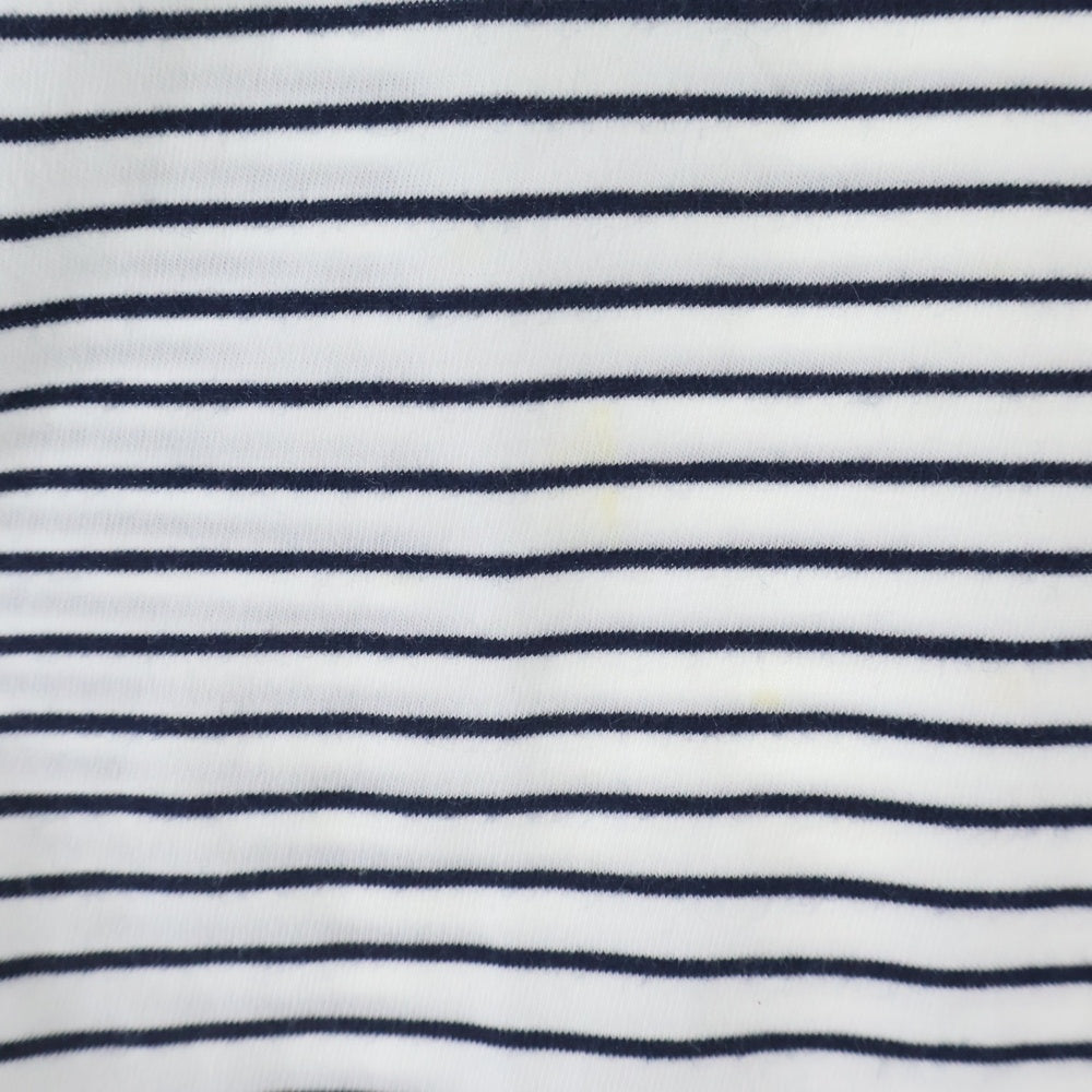 BALMAIN(バルマン) ■ショルダーボタン ボーダー半袖Tシャツ ネイビー コットン #S S4HJ652C490