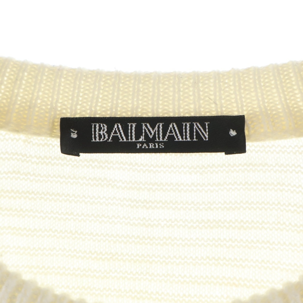 BALMAIN(バルマン) ■ショルダーボタン ボーダーニット アイボリー ウール #XS W8H6222M246