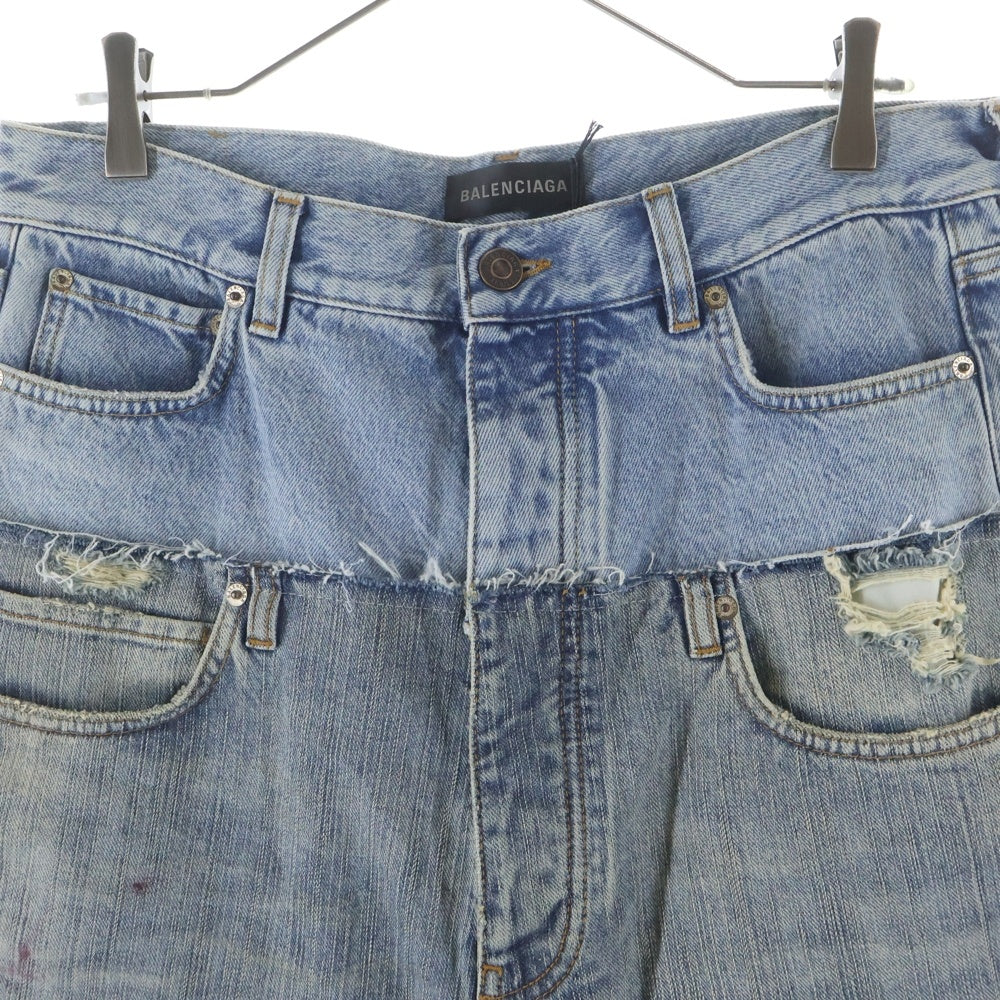 BALENCIAGA(バレンシアガ) ■Cut-Up Baggy Pants カットアップ バギー パンツ ブルー F40 805097