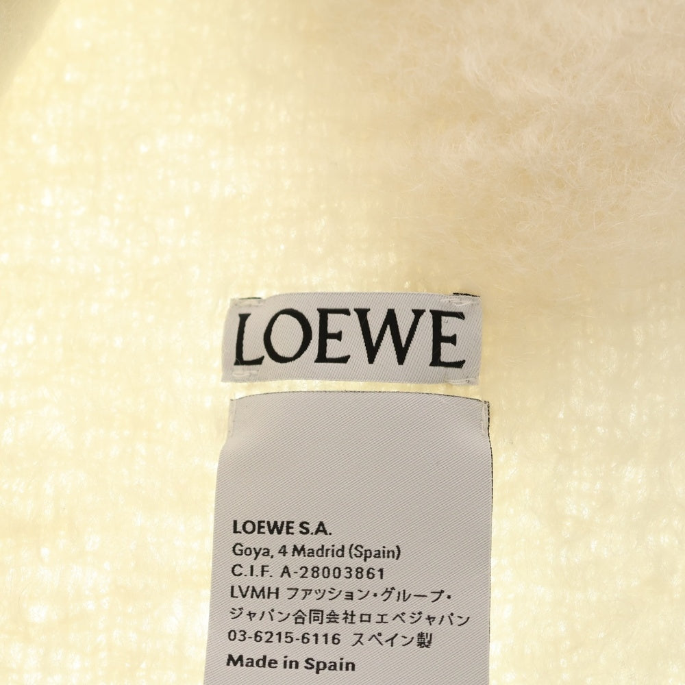 LOEWE(ロエベ) ロゴ レザーパッチ フリンジ マフラー ホワイト FSA6SS1X05 レディース