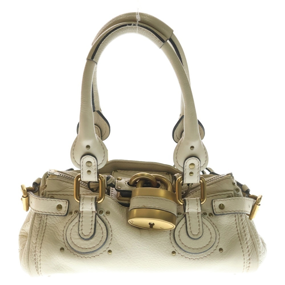 Chloe(クロエ) パディントン ミニ パドロック レザー ハンドバッグ ゴールド金具 アイボリー レディース