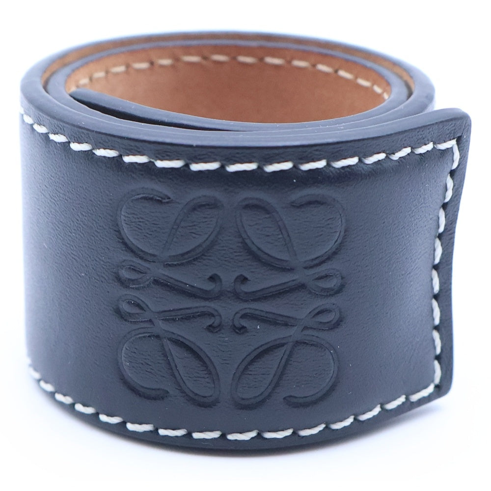 LOEWE(ロエベ) SMALL SLAP BRACELET スモール スラップ ブレスレット レザー アナグラムロゴ ブラック 119.19.336