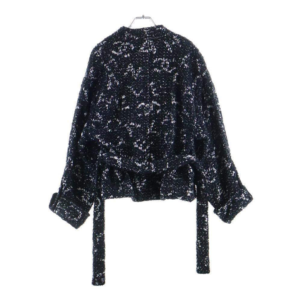 CHANEL(シャネル) 24SS ココマークボタン ベルト付ツイードスパンコール ジャケット ブラック/シルバー レディース P76318V68152