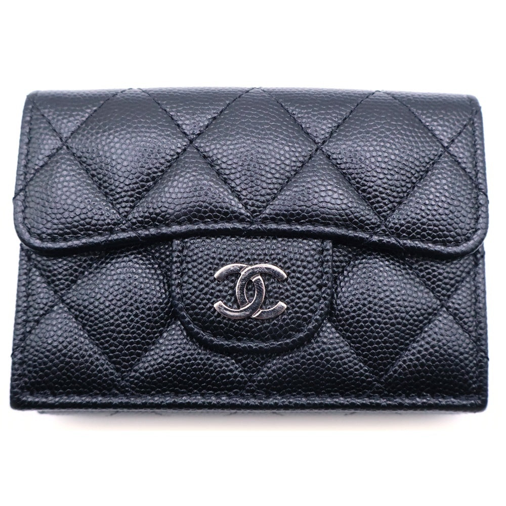 CHANEL(シャネル) クラシック スモールフラップウォレット ブラック キャビアスキン シルバー金具 AP0230 レディース