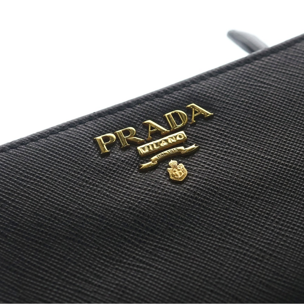 PRADA(プラダ) サフィアーノ コンパクトウォレット コインケース ブラック レザー 1ML225 ゴールド金具