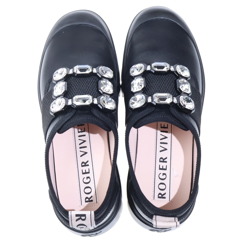 Roger Vivier(ロジェヴィヴィエ) ビジュー装飾 スクエアバックル レザーローカットシューズ ブラック レディース RVW62831070JUSB999