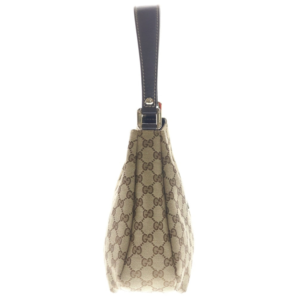 GUCCI(グッチ) シェリーライン ワンショルダーバッグ ハンドバッグ ブラウン×ベージュ キャンバス×レザー 211934 ゴールド金具 レディース
