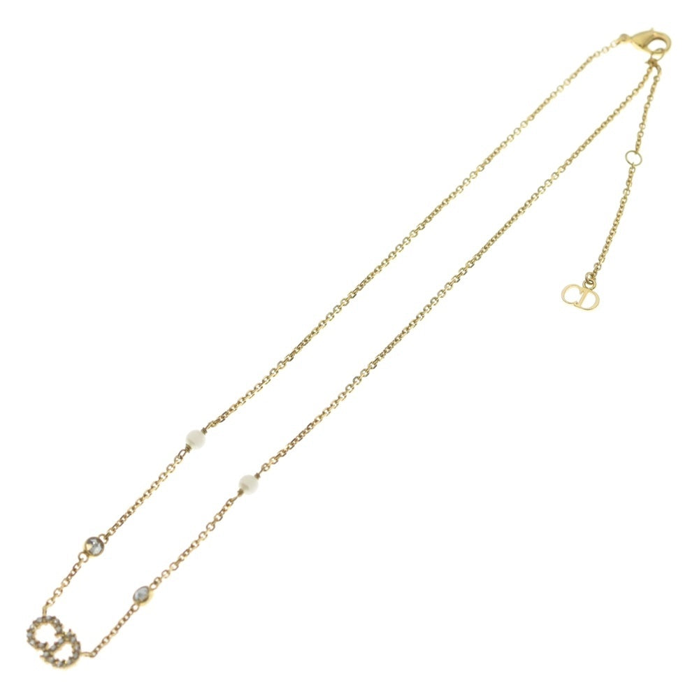 Christian Dior(クリスチャンディオール) Clair D Lune ラインストーンチェーンペンダントネックレス ゴールド GP