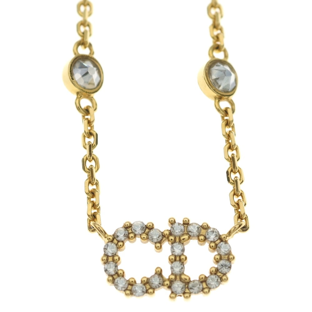 Christian Dior(クリスチャンディオール) Clair D Lune ラインストーンチェーンペンダントネックレス ゴールド GP