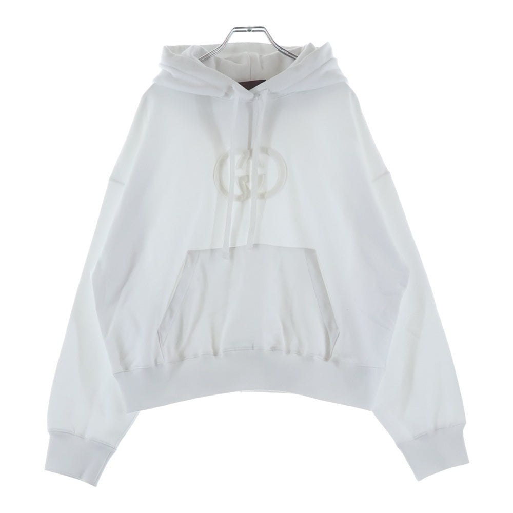GUCCI(グッチ) 25AW GGエンボスロゴ コットン プルオーバースウェットパーカー フーディ ホワイト 837930 XJHJO レディース