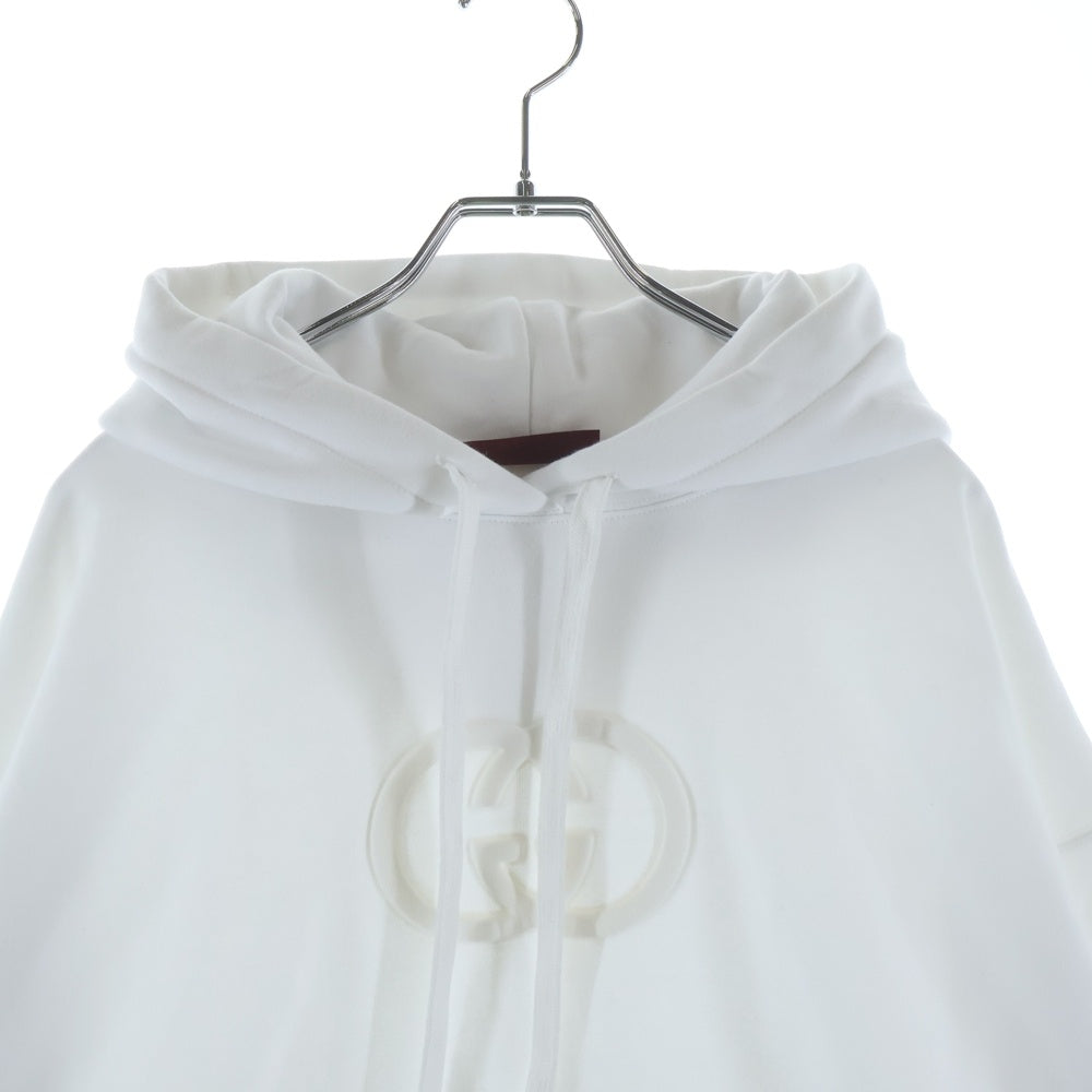 GUCCI(グッチ) 25AW GGエンボスロゴ コットン プルオーバースウェットパーカー フーディ ホワイト 837930 XJHJO レディース