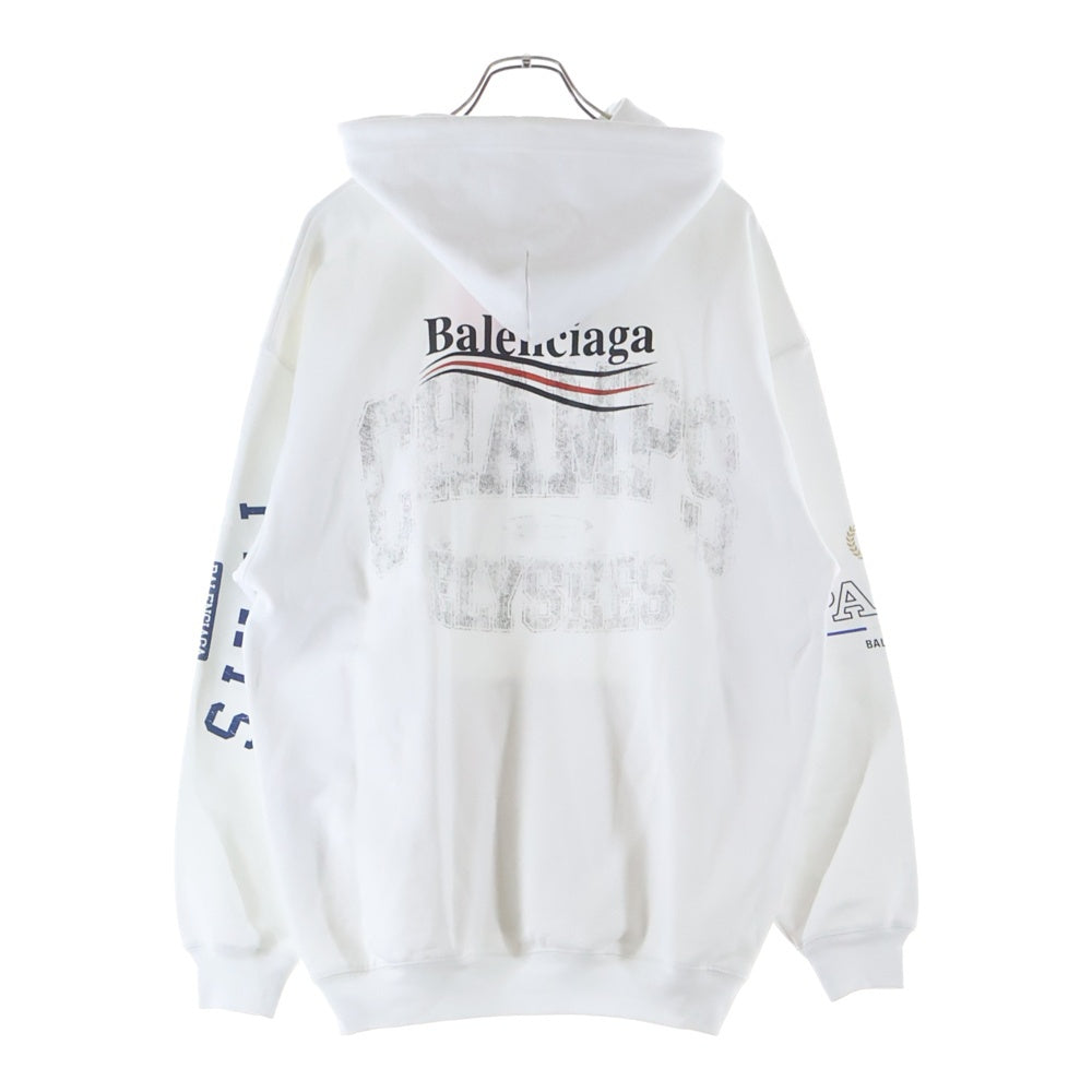 BALENCIAGA(バレンシアガ) 21AW I LOVE PARIS & BALENCIAGA ロゴプリント コットン プルオーバースウェットパーカー フーディ ホワイト 578135 TSVY8