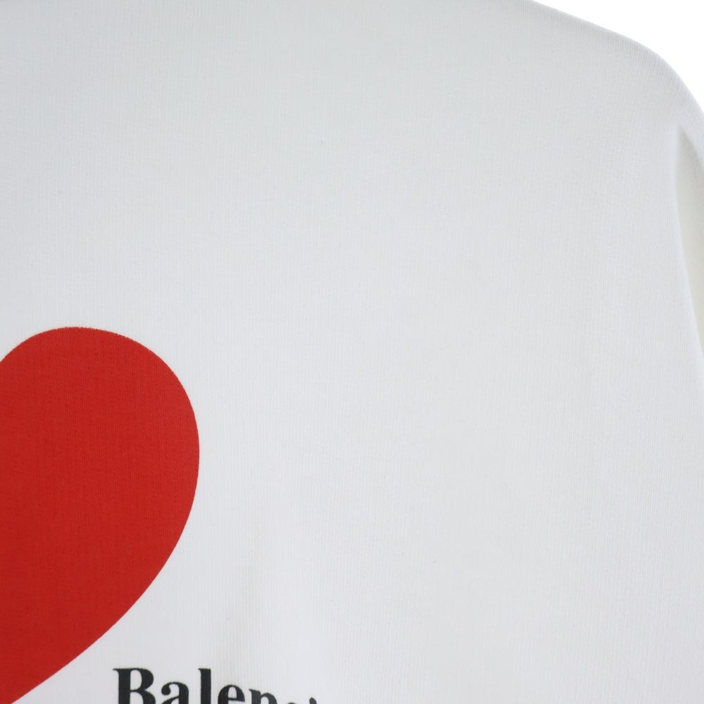 BALENCIAGA(バレンシアガ) 21AW I LOVE PARIS & BALENCIAGA ロゴプリント コットン プルオーバースウェットパーカー フーディ ホワイト 578135 TSVY8