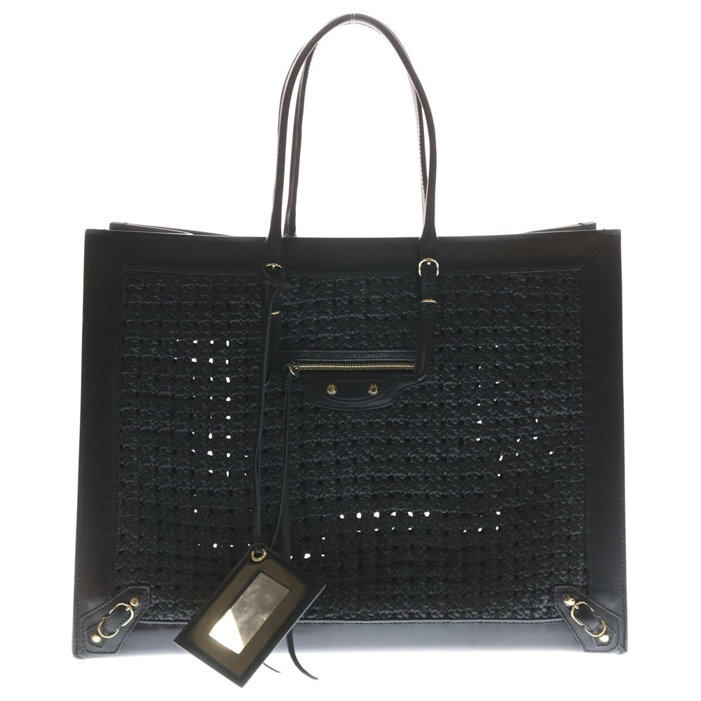 BALENCIAGA(バレンシアガ) ザ・ペーパー ミラー付レザートートバッグ ブラック 338583
