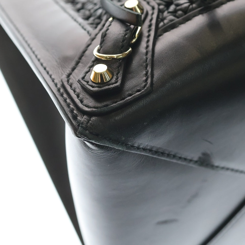 BALENCIAGA(バレンシアガ) ザ・ペーパー ミラー付レザートートバッグ ブラック 338583