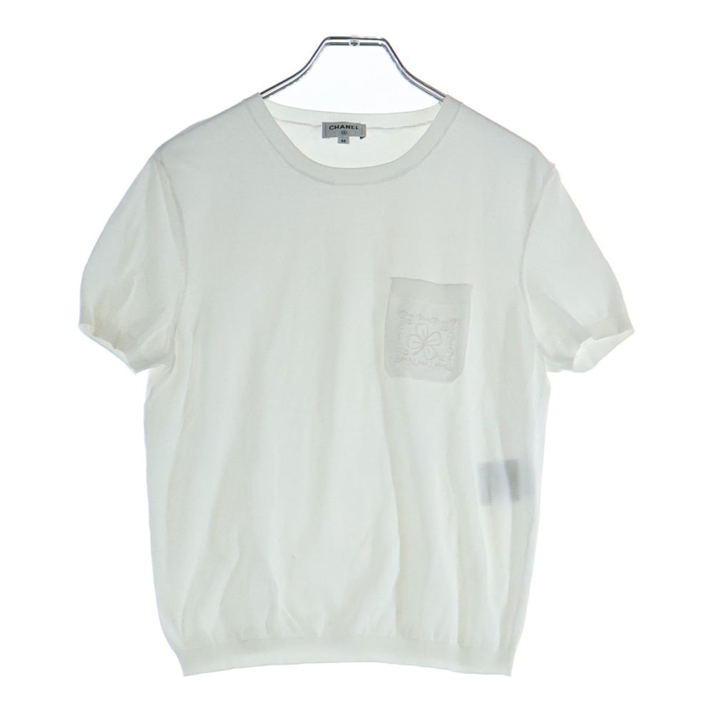 CHANEL(シャネル) クローバーモチーフポケット 半袖ニット ホワイト P77025