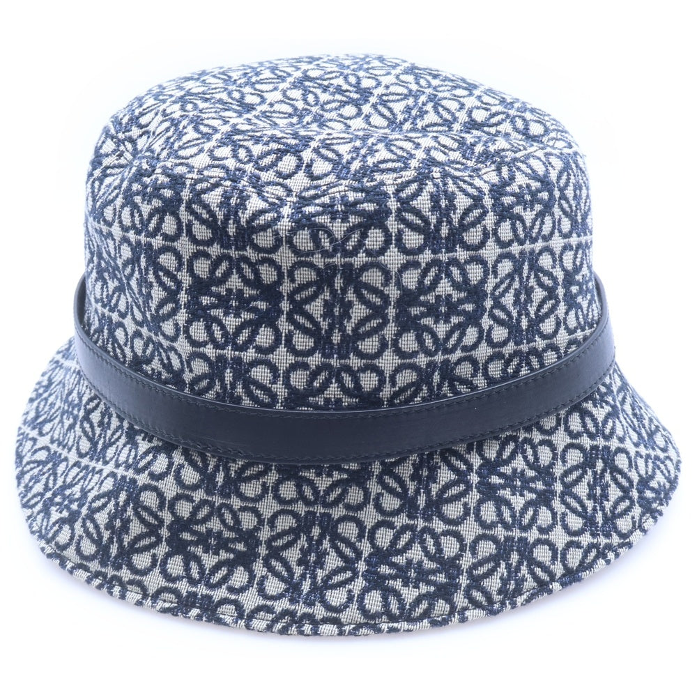 LOEWE(ロエベ) アナグラムジャガード カーフ ヘリンボーン バケットハット ネイビー×ベージュ K820HB1X07