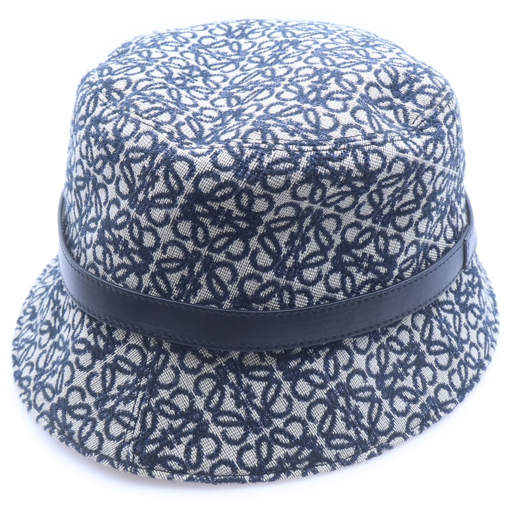 LOEWE(ロエベ) アナグラムジャガード カーフ ヘリンボーン バケットハット ネイビー×ベージュ K820HB1X07