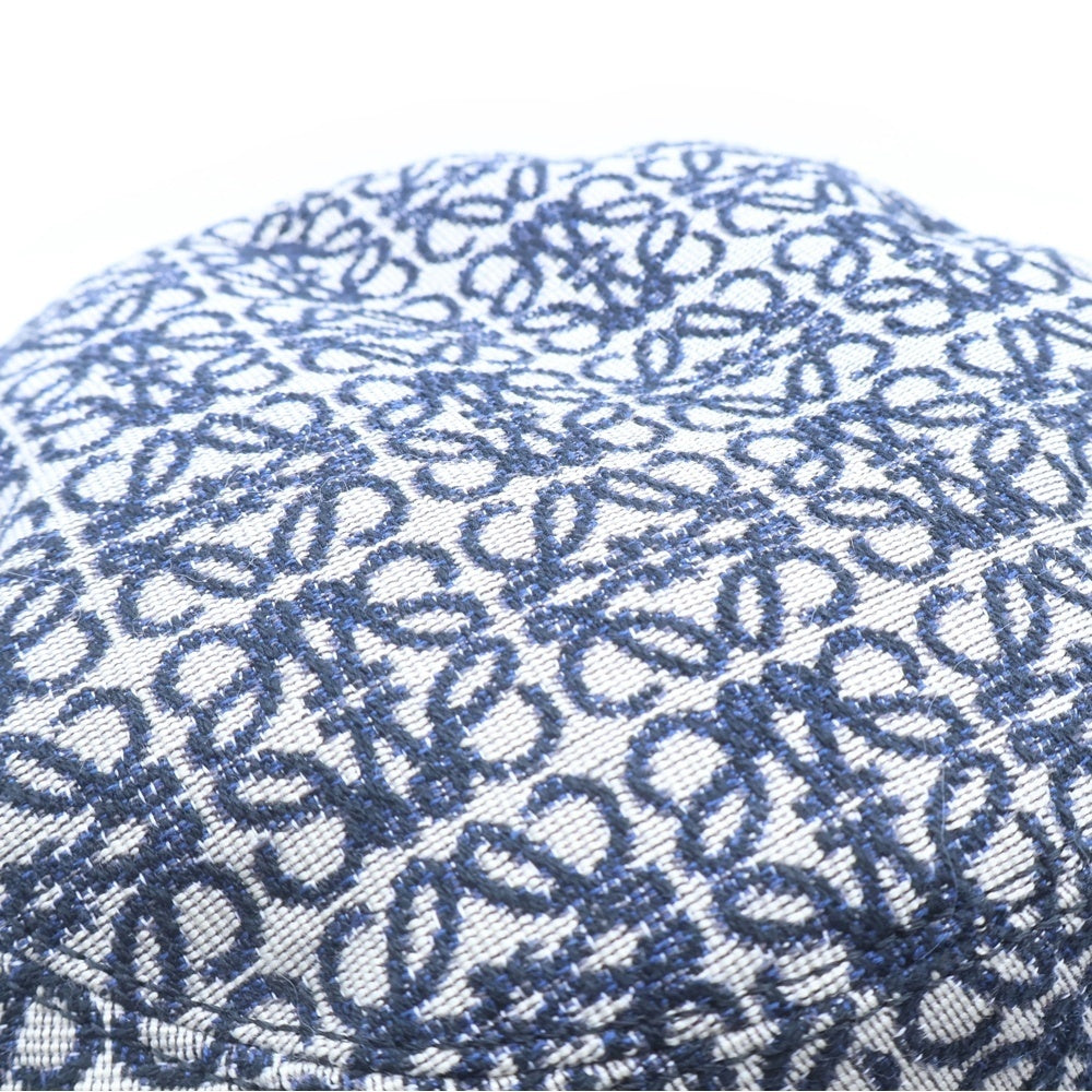 LOEWE(ロエベ) アナグラムジャガード カーフ ヘリンボーン バケットハット ネイビー×ベージュ K820HB1X07